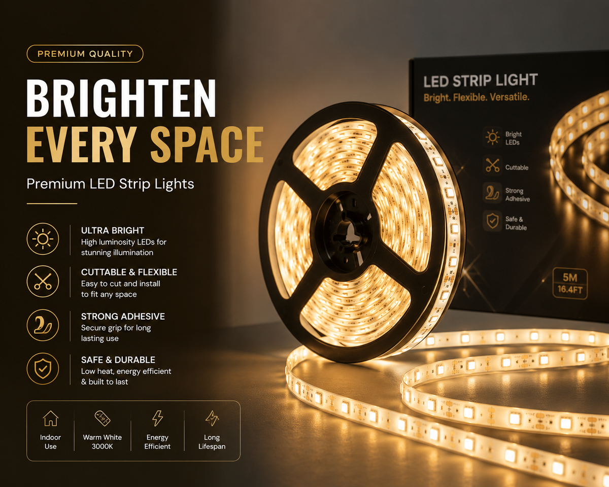 Premium 5m LED Rope Light — Warm White | Room Decor